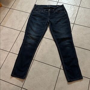 Women’s Silver Dark Blue Straight Leg Jeans